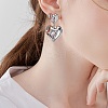 304 Stainless Steel Hammered Heart Dangle Stud Earrings JE1119B-6