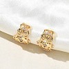 C-Shaped with Rhombus Brass Micro Pave Clear Cubic Zirconia Cuff Earrings EJEW-L316-01G-03-2
