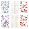 6 Styles Resin & Terylene & Acrylic Face Painting Stickers AJEW-SP0002-66-1