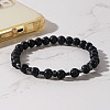 Natural Lava Rock Round Beads Stretch Bracelets for Men WJ7927-3