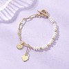 Brass Heart Charms Bracelets BJEW-JB12711-1