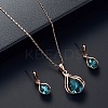 Teardrop Alloy Glass Pendant Necklaces & Stud Dangle Earrings Sets for Women WGD12E0-02-1