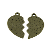 Tibetan Style Heart Alloy Split Pendants TIBEP-S293-044AB-LF-3