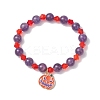 Halloween 8mm Round Natural Amethyst & Glass Beaded Stretch Bracelets BJEW-JB10701-1