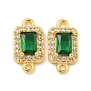 Brass Pave Clear & Green Cubic Zirconia Connector Charms KK-P275-45G-1