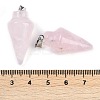 Natural Rose Quartz Gemstone Pointed Pendants G-K384-01P-02-3