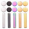 20Pcs 10 Style 304 Stainless Steel Flat Round Pendants & Rectangle Connector Charms Ion Plating(IP) FIND-SZ0002-35-1