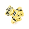 Bear Brass Micro Pave Cubic Zirconia Open Cuff Ring for Women RJEW-U003-23-2