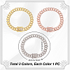 3Pcs 3 Colors Zinc Alloy Crystal Rhinestone Cuban Link Chain Anklets BJEW-GA0001-13-2