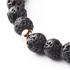 Natural Garnet & Lava Rock Round Beads Stretch Bracelets Set BJEW-JB06982-01-14