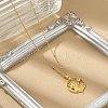 Brass & Acrylic Greek goddess Flat Round Pendant Necklaces NJEW-R018-01G-3
