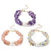 3Pcs Natural Fluorite & Sunstone & Amethyst Chip Beaded Bracelets for Women BJEW-JB12306-2
