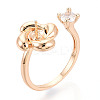 Windmill Brass Micro Pave Clear Cubic Zirconia Cuff Ring Settings KK-T076-36-1
