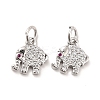Rack Plating Brass Micro Pave Cubic Zirconia Charms KK-K270-17P-4