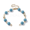 Dyed Natural Lava Rock Round Beaded Chain Bracelet Making AJEW-JB01206-2