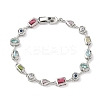 Brass Micro Pave Colorful Cubic Zirconia Link Chain Bracelets BJEW-G764-04P-4