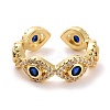 Evil Eye Cubic Zirconia Cuff Ring RJEW-E170-08G-2