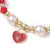 2Pcs Valentine's Day Theme Acrylic Pearl Round Beaded Stretch Bracelets BJEW-JB11422-4