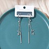 304 Stainless Steel Crystal Rhinestone Moon with Star Tassel Hoop Earrings EJEW-G453-03P-1