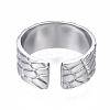 Non-Tarnish 304 Stainless Steel Textured Open Cuff Ring RJEW-T023-38P-2