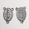 Holy Oval Carved Virgin Mary Tibetan Style Alloy Chandelier Component Links X-TIBEP-LF0961YKG-B-FF-1
