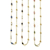 Natural & Synthetic Mixed Gemstone Faceted Round Beads Handmade Link Chain Necklaces with 316 Stainless Steel Chains NJEW-JN06059-2