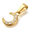 Ion Plating(IP) 304 Stainless Steel Charms with Rhinestone STAS-Z113-11G-2