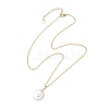 Natural Baroque Pearl Keshi Pearl Flat Round Pendant 304 Stainless Steel Cable Chain Necklaces NJEW-JN05892-4