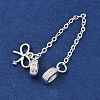 Brass Pave Clear Cubic Zirconia European Safety Chains with Charms KK-L236-15B-S-2