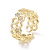 Clear Cubic Zirconia Honeycomb Open Ring RJEW-P032-25G-1