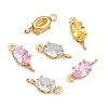 SHEGRACE Brass Pave Cubic Zirconia Oval Connector Charms XGRQ2O464-437G-2