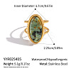 304 Stainless Steel with Natural Gemstone Cuff Open Rings for Women LS-FS3382-6