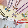 FIBLOOM 6Pcs 6 Colors Alloy Enamel Butterfly Pendant Necklaces Set with Rhinestone NJEW-FI0001-06-7