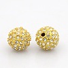 Golden Tone Alloy Grade A Rhinestone Beads RB-J298-12mm-01G-1