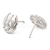 Rack Plating Brass Pave Clear Cubic Zirconia Wing Ear Studs for Women EJEW-Q770-05P-2