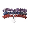 3Pcs 3 Styles Natural Amethyst & Lapis Lazuli &  Red Jasper Chips Stretch Bracelets Sets BJEW-JB11076-11-1