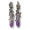 Natural Amethyst Faceted Double Termimal Pointed Big Pendants G-P547-03AS-04-1