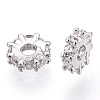 Rhodium Plated 925 Sterling Silver Micro Pave Clear Cubic Zirconia Spacer Beads LS-STER-T007-15P-1