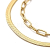 304 Stainless Steel Paperclip & Herringbone Chains Double Layer Necklace for Men Women NJEW-E046-01G-2