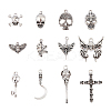 60Pcs 12 Styles Halloweem Themed Tibetan Style Alloy Pendants TIBEP-DC0001-35-1