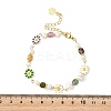 Brass Enamel Flower Link Chain Bracelets for Women BJEW-JB14164-4