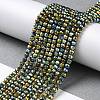 Electroplate Glass Beads Strands GLAA-H021-01B-FP05-3