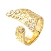 Fishtail Rack Plating Brass Micro Pave Cubic Zirconia Open Cuff Rings for Women RJEW-M022-06G-01-1