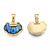 Synthetic Abalone Shell/Paua Shell Charms with Real 18K Gold Plated Brass Findings KK-N233-426-1