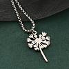 201 Stainless Steel Laser Cut Dandelion Pendant Box Chain Necklaces for Women NJEW-Q004-07P-1