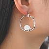 Non-Tarnish 304 Stainless Steel Hedgehog Beaded Hoop Earrings LS-EJEW-F320-02P-4
