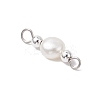 Natural Cultured Freshwater Pearl Potato & Round Electroplate Non-magnetic Synthetic Hematite Beaded Connector Charms PALLOY-JF04191-02-4
