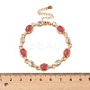 Brass Micro Pave Clear Cubic Zirconia Oval Link Bracelets for Women BJEW-F503-01G-4