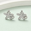 Brass Micro Pave Clear Cubic Zirconia Stud Earrings EJEW-A145-03C-P-1