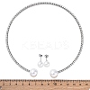 Round Plastic Imitation Pearl Stud Earrings & Rhinestone Cuff Choker Necklaces Sets SJEW-U003-04P-5